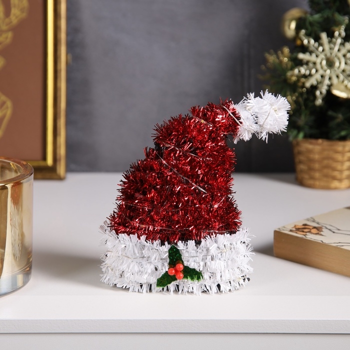 Светодиодная фигура из мишуры «Колпак» 14 × 10 см, 10 LED, батарейки AG10х3 (в комплекте), свечение тёплое белое Светодиодная фигура из мишуры «Колпак» 14 × 10 см, 10 LED, батарейки AG10х3 (в комплекте), свечение тёплое белое