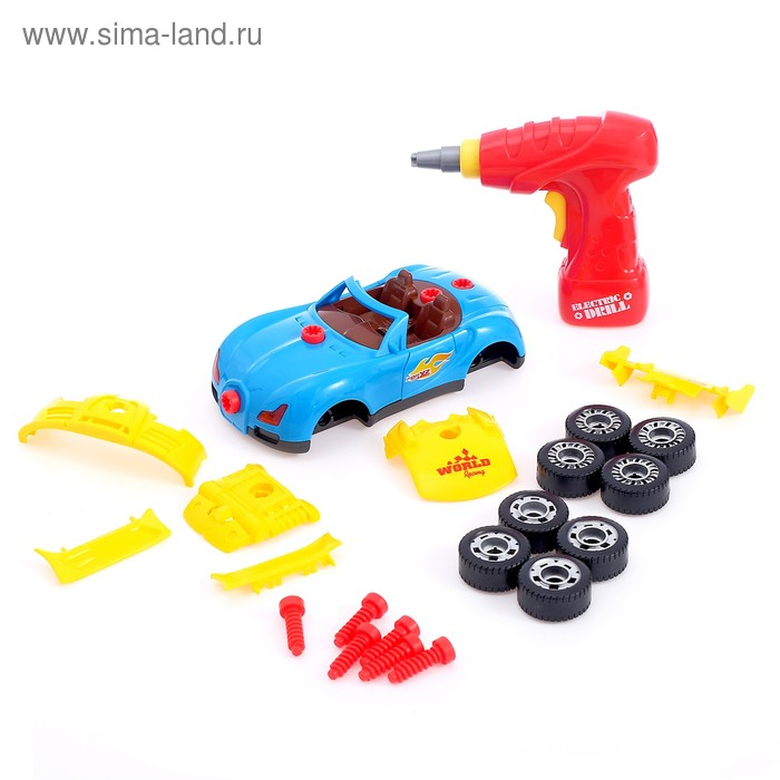 Конструктор «Cуперкар», 2 в 1, с электрическим шуруповёртом и обвесами, 30 деталей Конструктор «Cуперкар», 2 в 1, с электрическим шуруповёртом и обвесами, 30 деталей