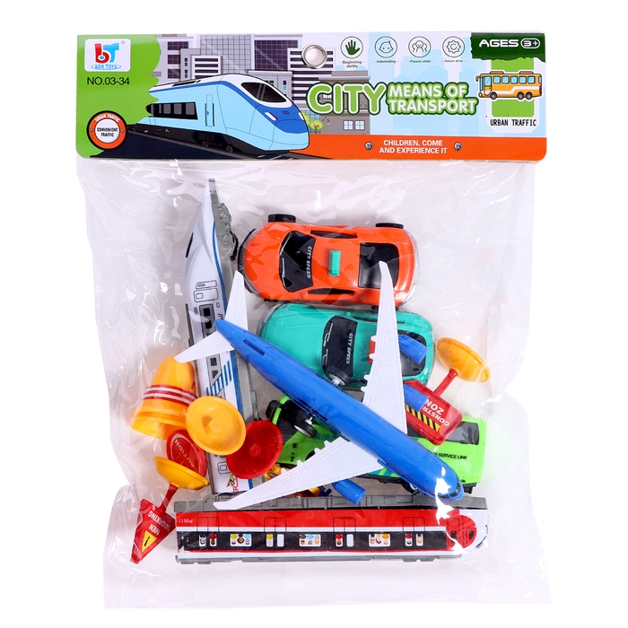 Игровой набор «Городской транспорт», инерция, цвет МИКС Игровой набор «Городской транспорт», инерция, цвет МИКС