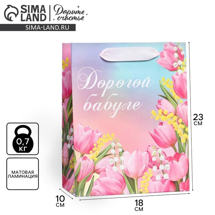 Пакет подарочный ламинированный вертикальный, упаковка, «Дорогой бабуле», MS 18 х 23 х 10 см Пакет подарочный ламинированный вертикальный, упаковка, «Дорогой бабуле», MS 18 х 23 х 10 см