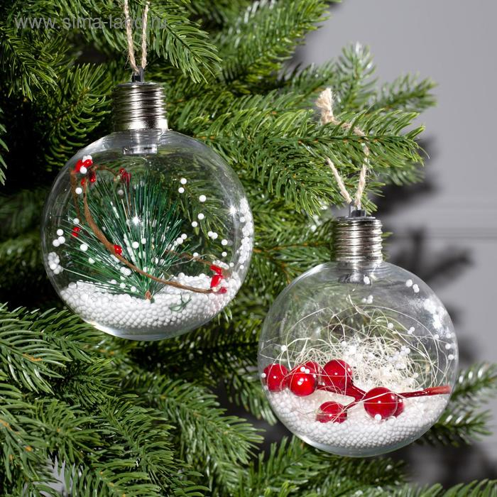 Набор ёлочных шаров «Веточки и шишки» 2 шт., батарейки, 5 LED, свечение белое Набор ёлочных шаров «Веточки и шишки» 2 шт., батарейки, 5 LED, свечение белое