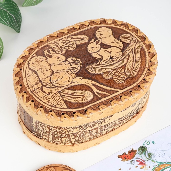 Шкатулка «Белки», береста