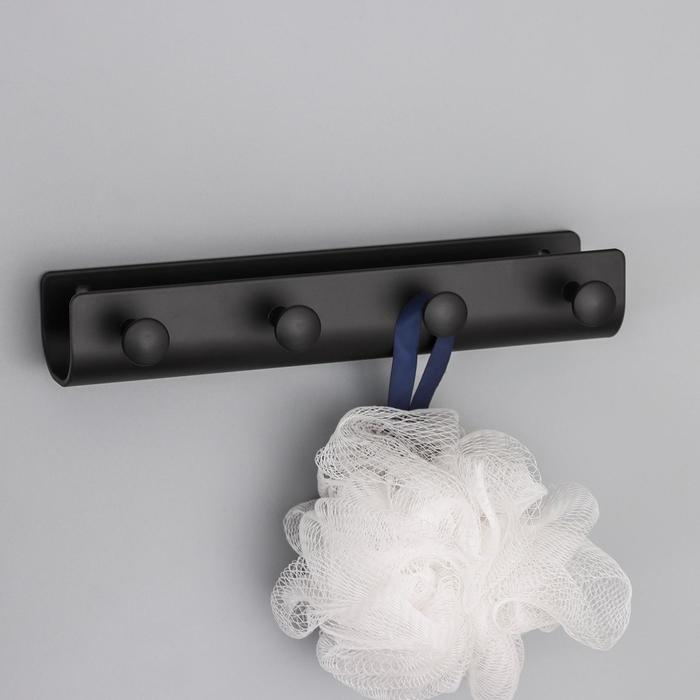 Вешалка на 4 крючка «Став», 22×4×7 см, цвет чёрный Вешалка на 4 крючка «Став», 22×4×7 см, цвет чёрный