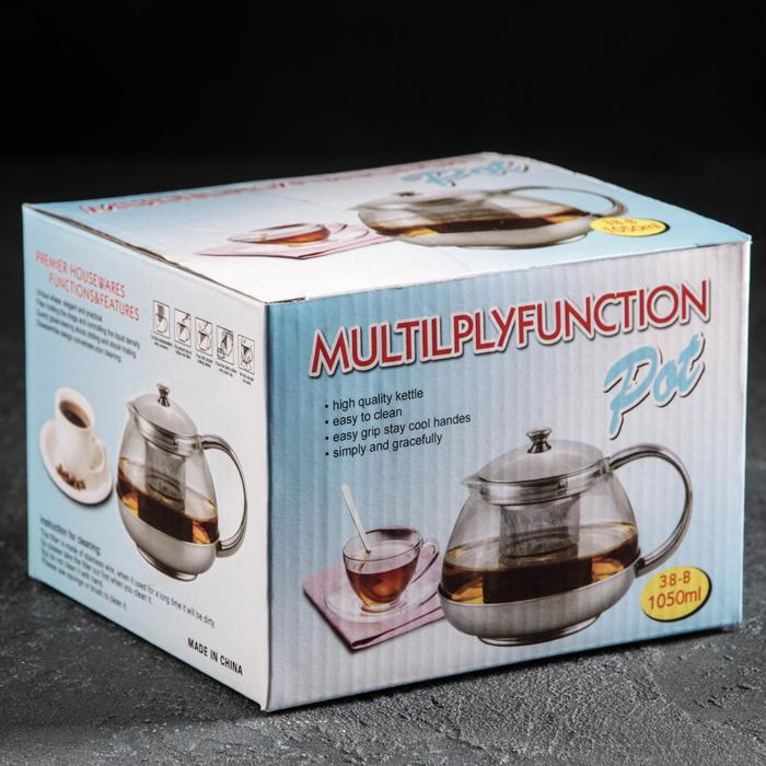 Чайник стеклянный заварочный с металлическим ситом «Металлик», 1 л Чайник стеклянный заварочный с металлическим ситом «Металлик», 1 л