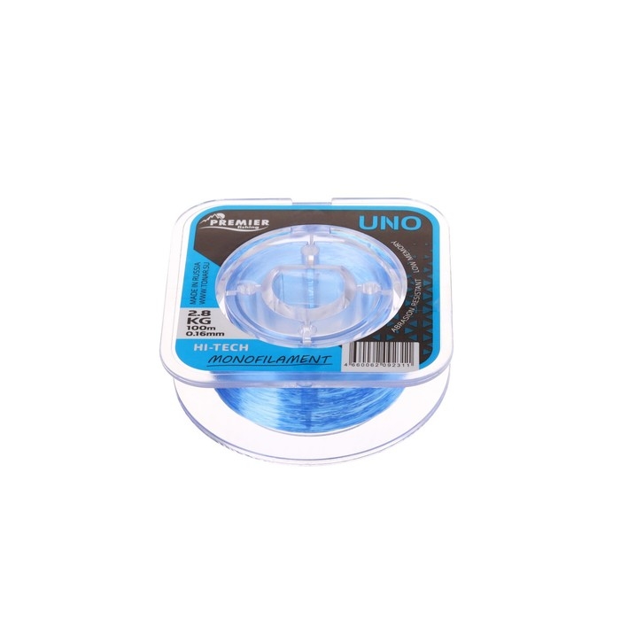 Леска Preмier Fishing UNO, диаметр 0.16 мм, тест 2.8 кг, 100 м, голубая Леска Preмier Fishing UNO, диаметр 0.16 мм, тест 2.8 кг, 100 м, голубая