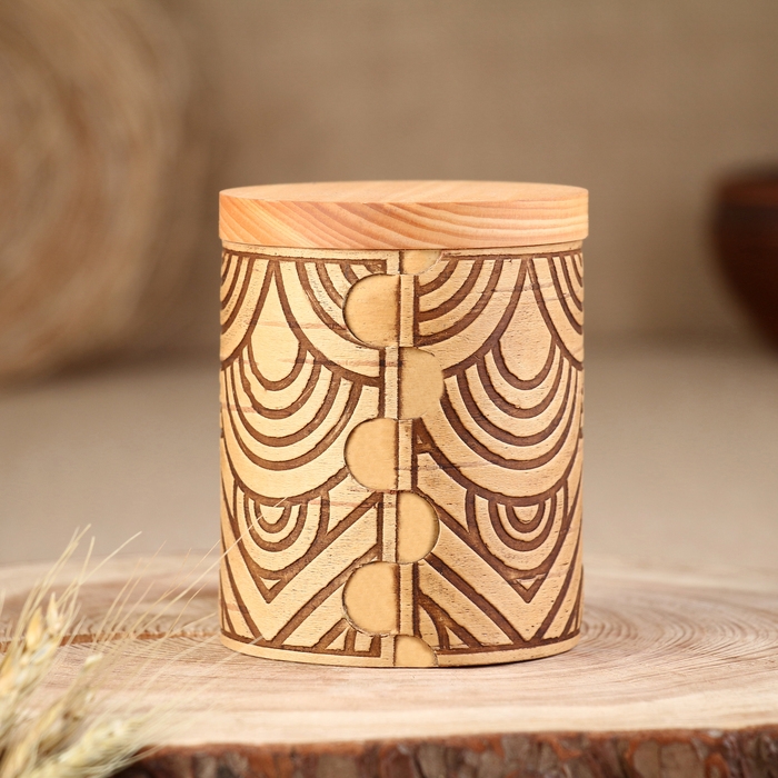 Туес для специй &laquo;Орнамент&raquo;, мёд, 8х8х10 см, 300 мл, береста
