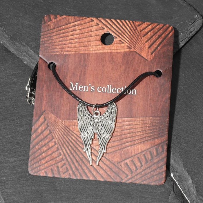 Кулон унисекс «Крылья», цвет чернёное серебро на чёрном шнурке, 42 см