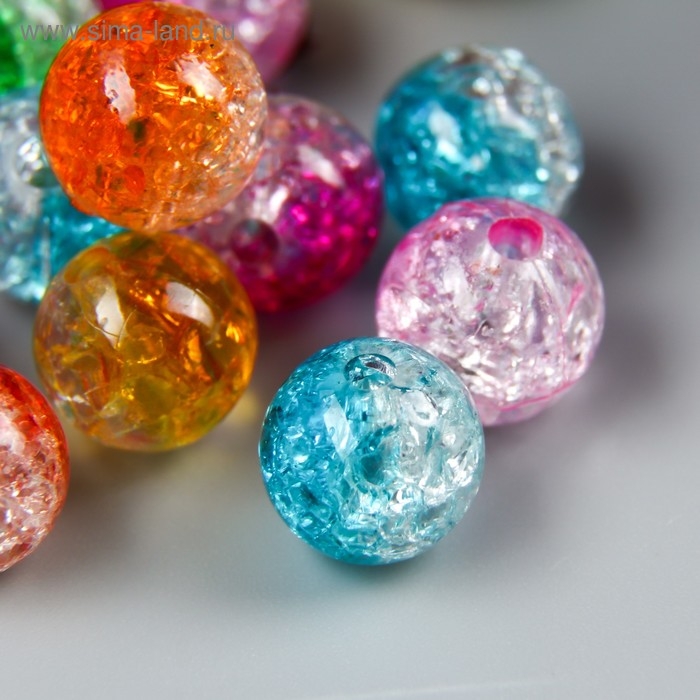 Бусины для творчества пластик Бусины для творчества пластик "Битое стекло" набор 20 гр, d=1 см, МИКС