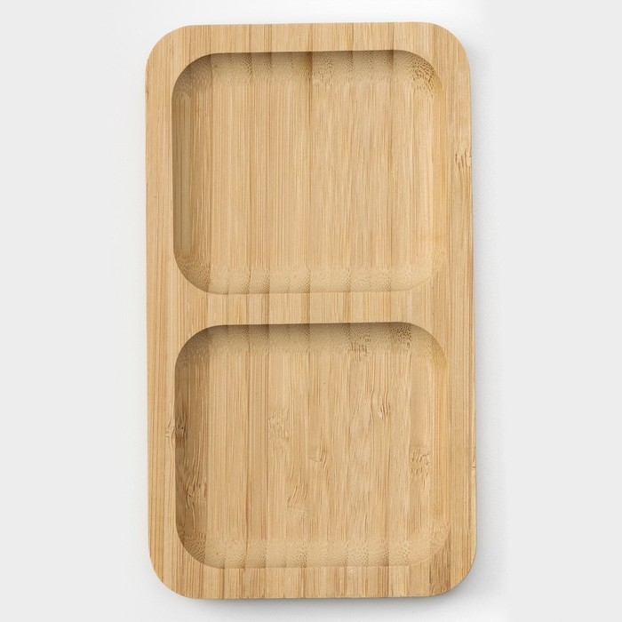 Менажница Striata, 2 секции, 17&times;9,5 см, цвет бежевый