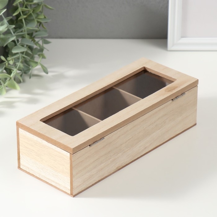 Шкатулка дерево 3 деления  Шкатулка дерево 3 деления "Птицы на ветке" 9,7х24х7 см