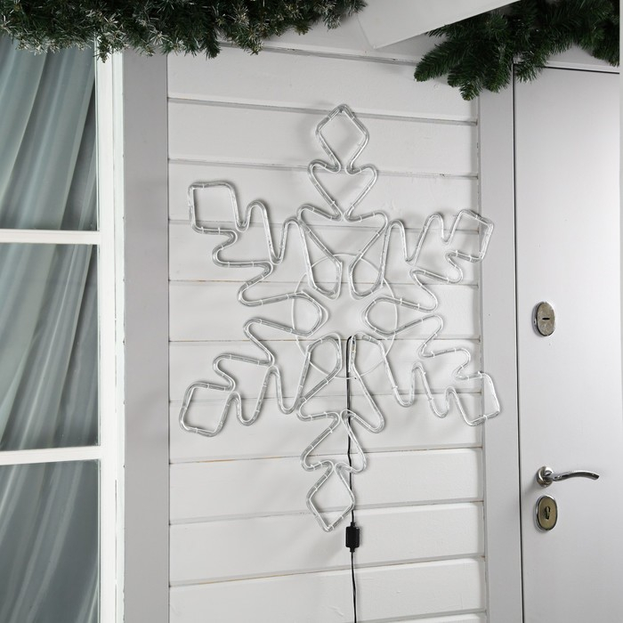 Светодиодная фигура «Снежинка», 95 см, дюралайт, 216 LED, 220 В, мерцание, свечение синий/белый Светодиодная фигура «Снежинка», 95 см, дюралайт, 216 LED, 220 В, мерцание, свечение синий/белый