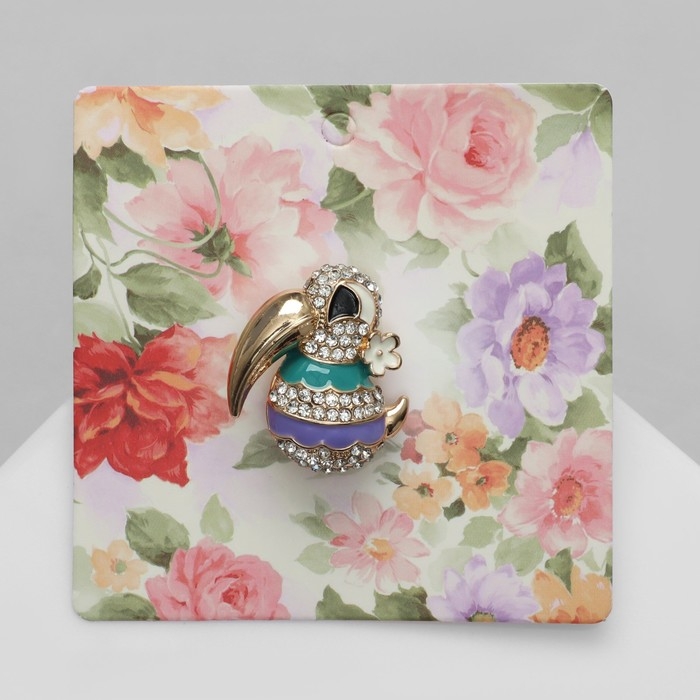 Брошь «Птичка» необычная, цветная в золоте Брошь «Птичка» необычная, цветная в золоте