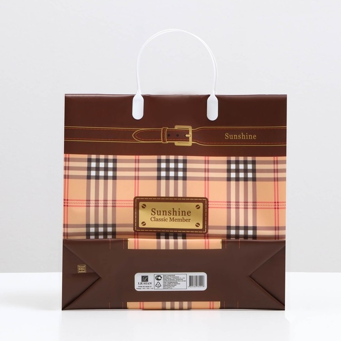 Пакет Пакет "Коричневый в клетку", мягкий пластик, 29 x 30 см, 100 мкм