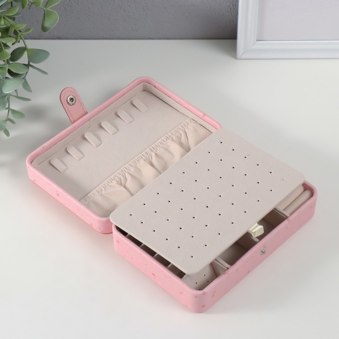 Шкатулка кожзам для украшений  Шкатулка кожзам для украшений "Оранжевый подсолнух на розовом" 11х16х5,5 см