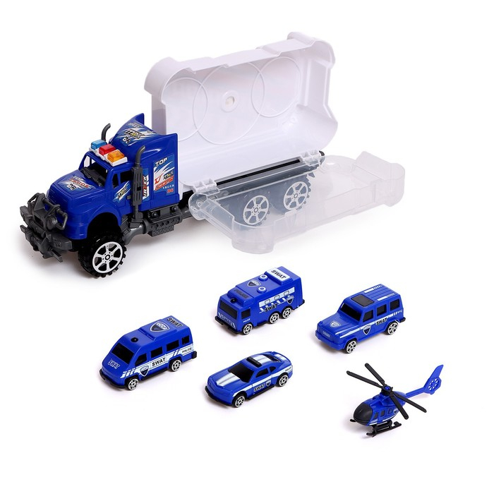 Грузовик инерционный &laquo;Полиция&raquo;, с техникой, МИКС