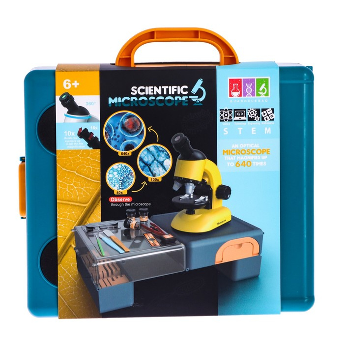 Микроскоп детский «Набор биолога в чемодане» кратность х40, х100, х640, подсветка, цвет белый Микроскоп детский «Набор биолога в чемодане» кратность х40, х100, х640, подсветка, цвет белый