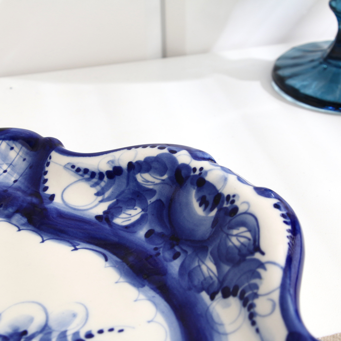 Поднос большой, гжель, фарфор, 36х26 см Поднос большой, гжель, фарфор, 36х26 см