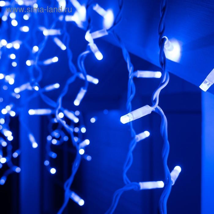 Гирлянда Гирлянда "Бахрома" 3 х 0.6 м , IP65, УМС, белая нить каучук, 108 LED, свечение синее, 220 В