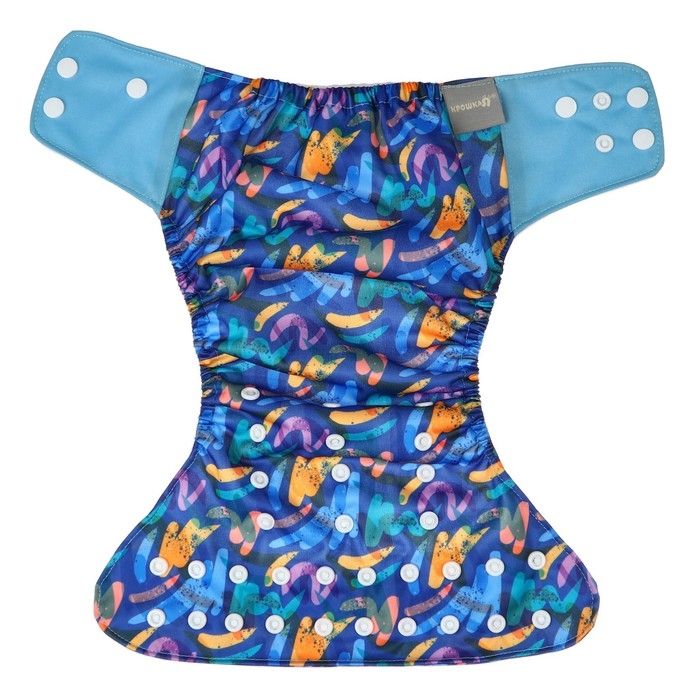 Многоразовый подгузник «Абстракция», 3-15 кг, цвет синий, Крошка Я Многоразовый подгузник «Абстракция», 3-15 кг, цвет синий, Крошка Я