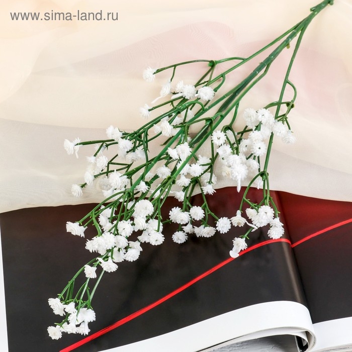 Цветы искусственные  Цветы искусственные "Ветка гипсофилы" 1х53 см, белый