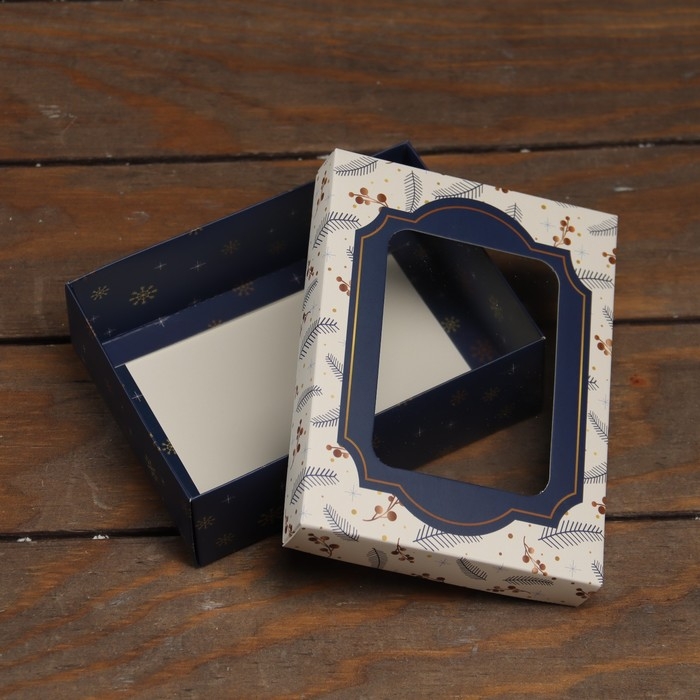 Новый год. Коробка подарочная новогодняя складная, крышка-дно, с окном Новый год. Коробка подарочная новогодняя складная, крышка-дно, с окном "Happy New Year" 16,5 х 12,5 х 5,2 см