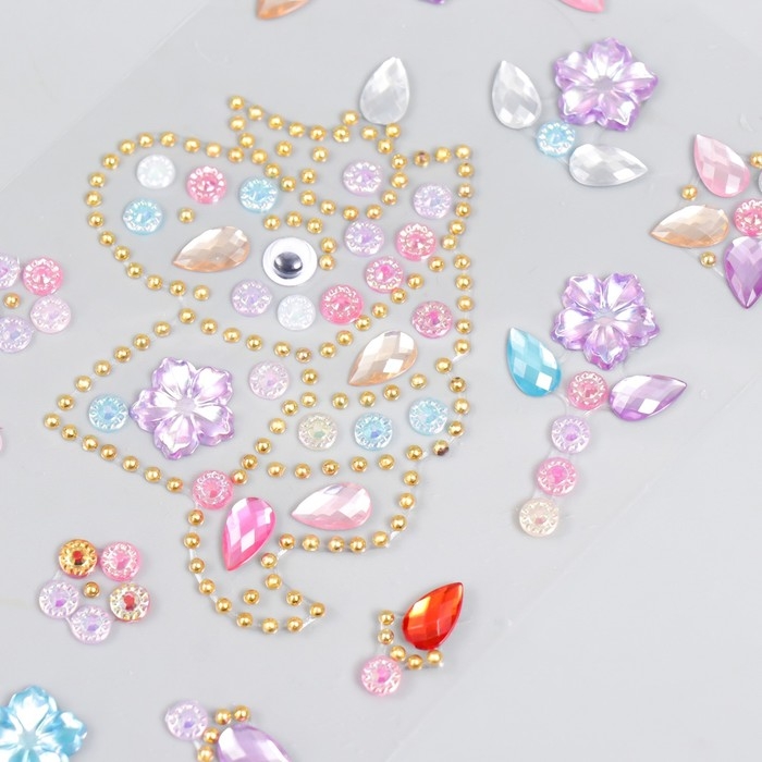 Наклейка пластик стразы "Единорожка" МИКС 19х9 см