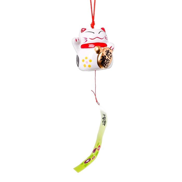 Сувенир керамика колокольчик Сувенир керамика колокольчик "Манэки-нэко" белый 6х6,5х5,5 см