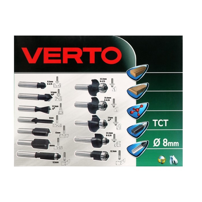 Сверла-фрезы VERTO 60H010, по дереву, набор 12 шт., хвостовик 8 мм + ПОДАРОК Сверла-фрезы VERTO 60H010, по дереву, набор 12 шт., хвостовик 8 мм + ПОДАРОК