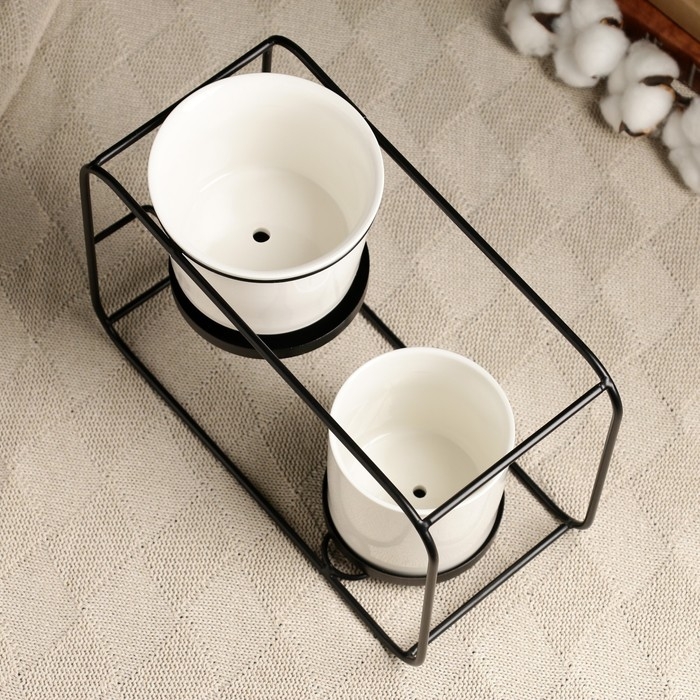 Набор горшков на подставке 2шт, 27х12х19см Набор горшков на подставке 2шт, 27х12х19см