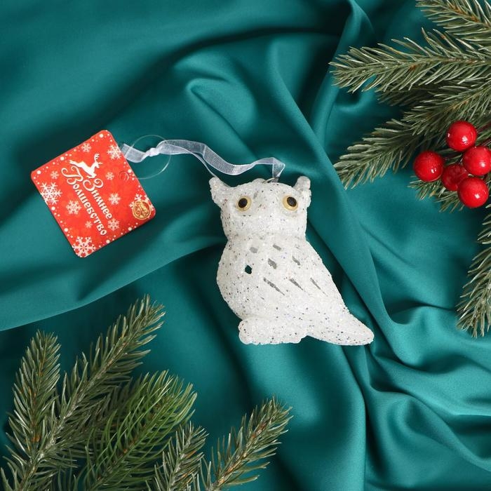 Украшение ёлочное Украшение ёлочное "Снежная сова" 6х10 см, белый