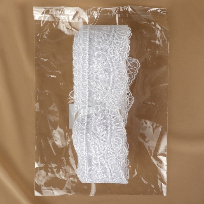 Кружево на сетке, 50 мм × 11 ± 1 м, цвет белый Кружево на сетке, 50 мм × 11 ± 1 м, цвет белый