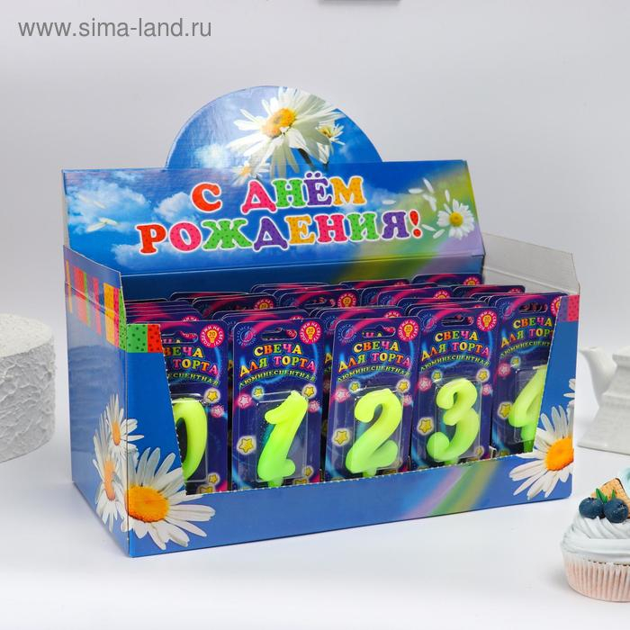 Шоу-бокс со свечами для торта цифры  Шоу-бокс со свечами для торта цифры "Люминесцентные", 10,2 см, 50 штук