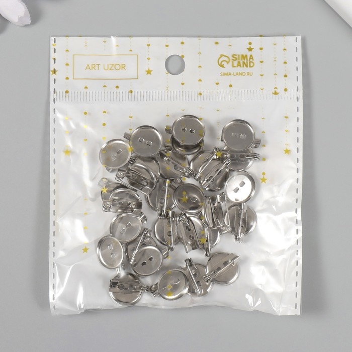 Основа для творчества металл Основа для творчества металл "Значок с булавкой" набор 30 шт 1х1х0,6 см