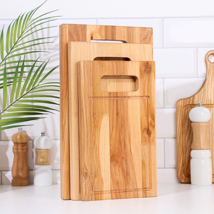 Набор досок разделочных  Набор досок разделочных "Прямая ручка" (3 шт) 38х22х1,8 см; 34х20х1,8 см; 30х18х1,8 см