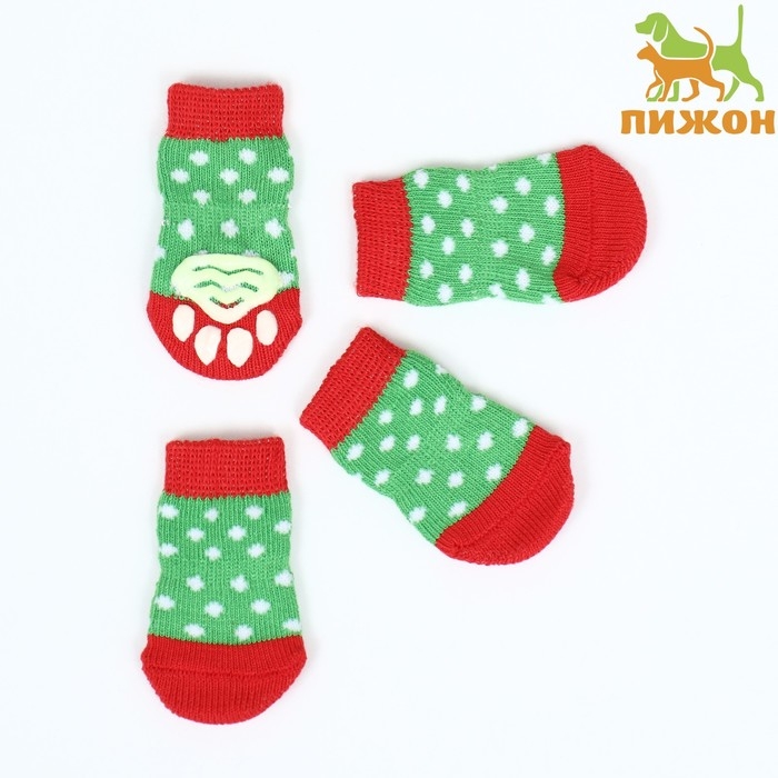 Носки нескользящие Носки нескользящие "Новогодние", размер M (3/4 * 7,5 см), набор 4 шт
