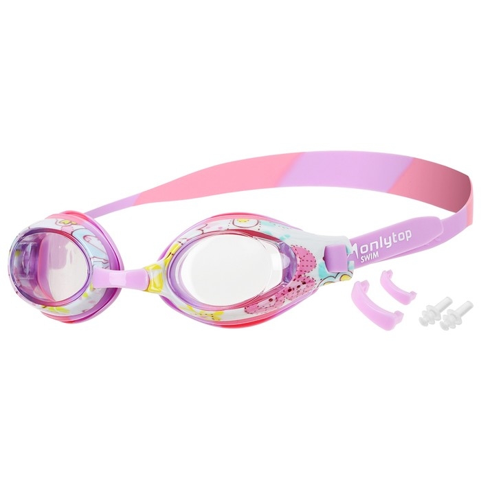 Очки для плавания детские ONLYTOP, беруши, набор носовых перемычек, цвета МИКС Очки для плавания детские ONLYTOP, беруши, набор носовых перемычек, цвета МИКС