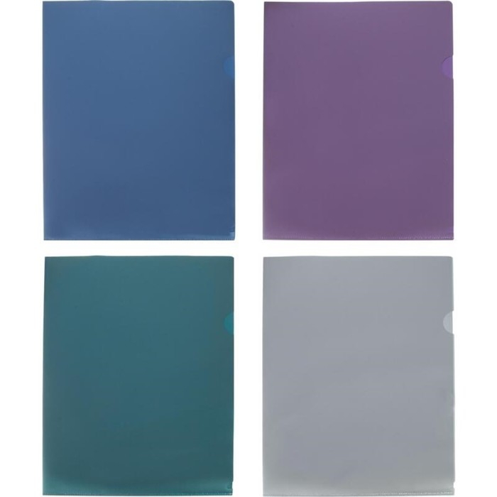 Набор папок уголков, А4, 200 мкм, 4 штуки, Calligrata TOP Набор папок уголков, А4, 200 мкм, 4 штуки, Calligrata TOP "Mistral", цвет металлик микс, тиснение "под кожу", непрозрачные