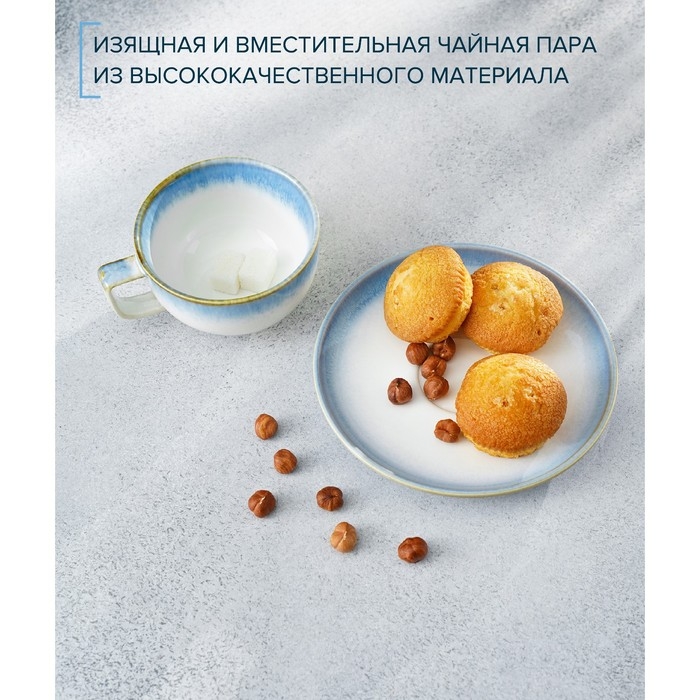 Чайная пара фарфоровая Magistro «Пэвэти», 2 предмета: чашка 220 мл, блюдце d=16,5 см, цвет голубой Чайная пара фарфоровая Magistro «Пэвэти», 2 предмета: чашка 220 мл, блюдце d=16,5 см, цвет голубой