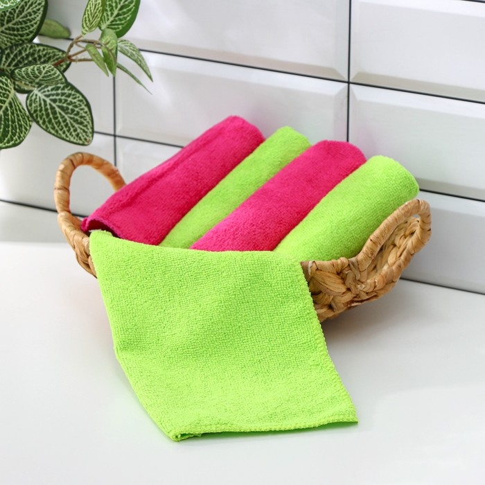 Салфетки универсальные Доляна, 220 г/м², 5 шт, 30×30 см, микрофибра, с оверлоком, цвет МИКС Салфетки универсальные Доляна, 220 г/м², 5 шт, 30×30 см, микрофибра, с оверлоком, цвет МИКС