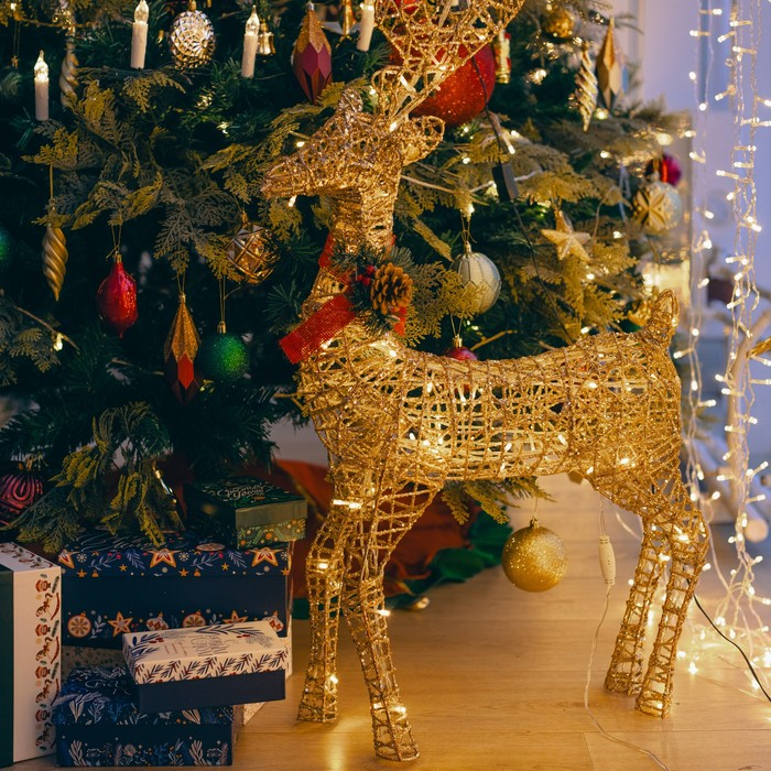 Светодиодная фигура «Олень золотистый» 35 × 60 × 10 см, металл, 220 В, мерцание, свечение тёплое белое Светодиодная фигура «Олень золотистый» 35 × 60 × 10 см, металл, 220 В, мерцание, свечение тёплое белое
