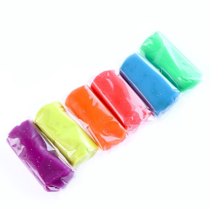 Тесто для лепки с блёстками 6 цв, 30 гр Тесто для лепки с блёстками 6 цв, 30 гр