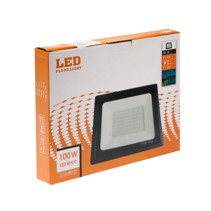 Прожектор светодиодный, 100 Вт, 7700 Лм, 6500К, IP66,  220V Прожектор светодиодный, 100 Вт, 7700 Лм, 6500К, IP66,  220V