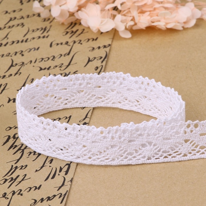 Кружево вязаное, 28 мм × 10 ± 1 м, цвет белый Кружево вязаное, 28 мм × 10 ± 1 м, цвет белый