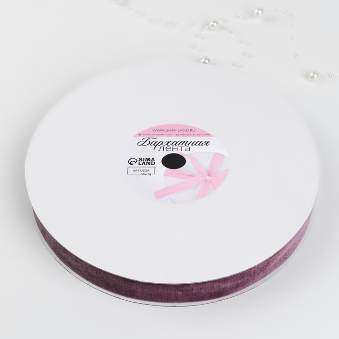 Лента бархатная, 20 мм, 18 ± 1 м, цвет ежевичный №199