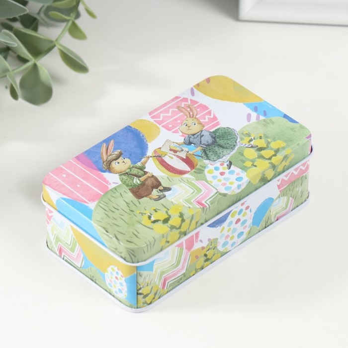 Шкатулка металл Шкатулка металл "Пасхальный кролик" МИКС 12х7х4 см
