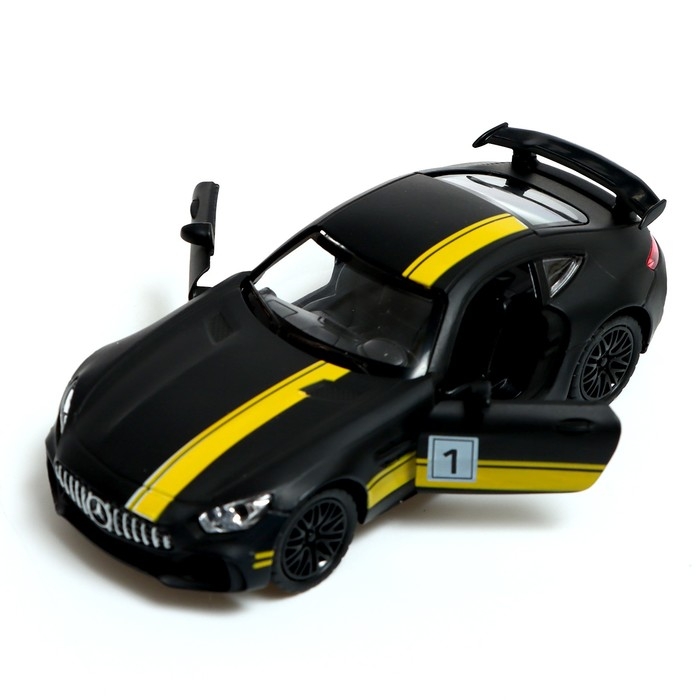 Машина металлическая RACE, 1:32, инерция, свет и звук, цвет чёрный