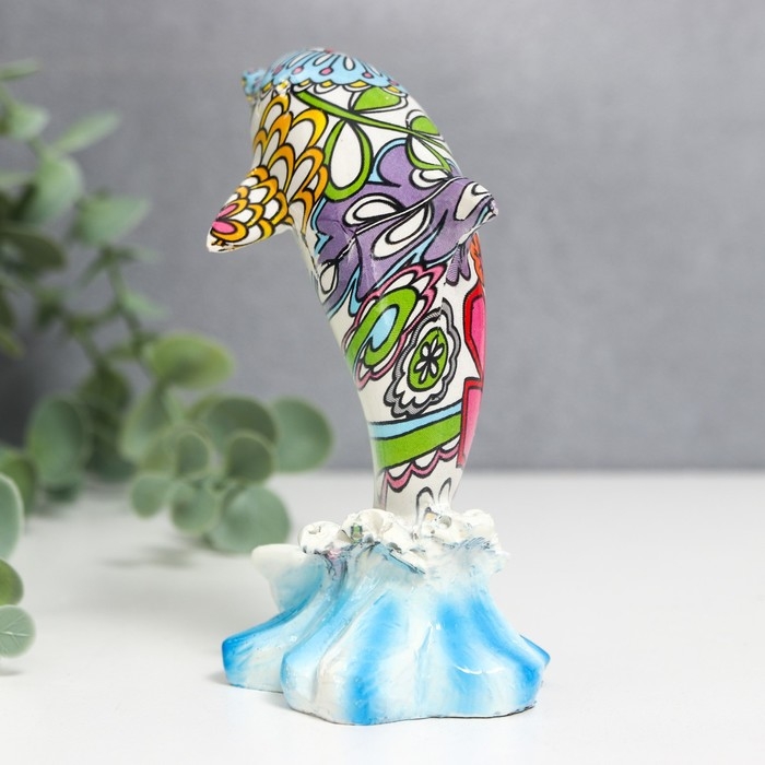 Сувенир полистоун Сувенир полистоун "Расписной дельфин" МИКС 4,8х5,5х10,5 см