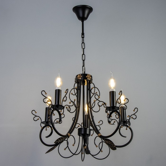 Люстра Люстра "Ариэль" 5xE14 40Вт черно-золотой 58х58х40,5-100 см BayerLux