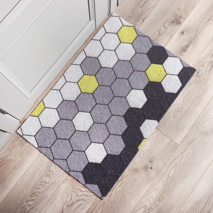 Коврик придверный грязезащитный Доляна «Гамма», вырезной, 60×90 см, цвет серый Коврик придверный грязезащитный Доляна «Гамма», вырезной, 60×90 см, цвет серый