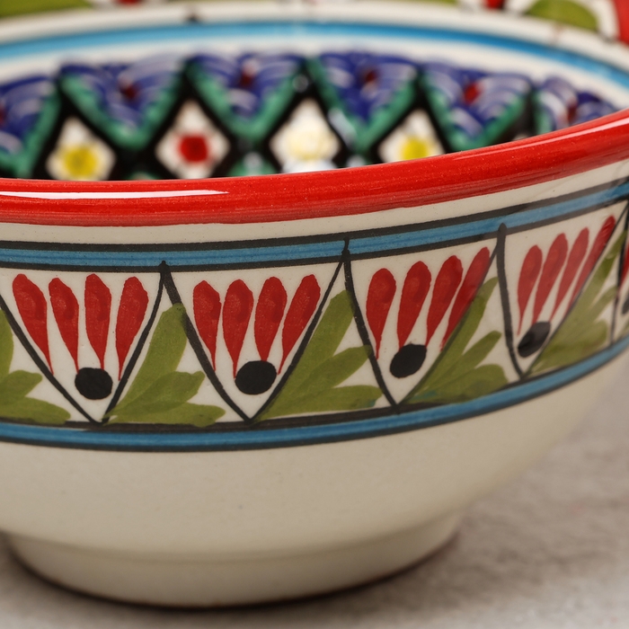 Коса Риштанская Керамика  Коса Риштанская Керамика "Узоры" красная, 15,5 см, средняя,